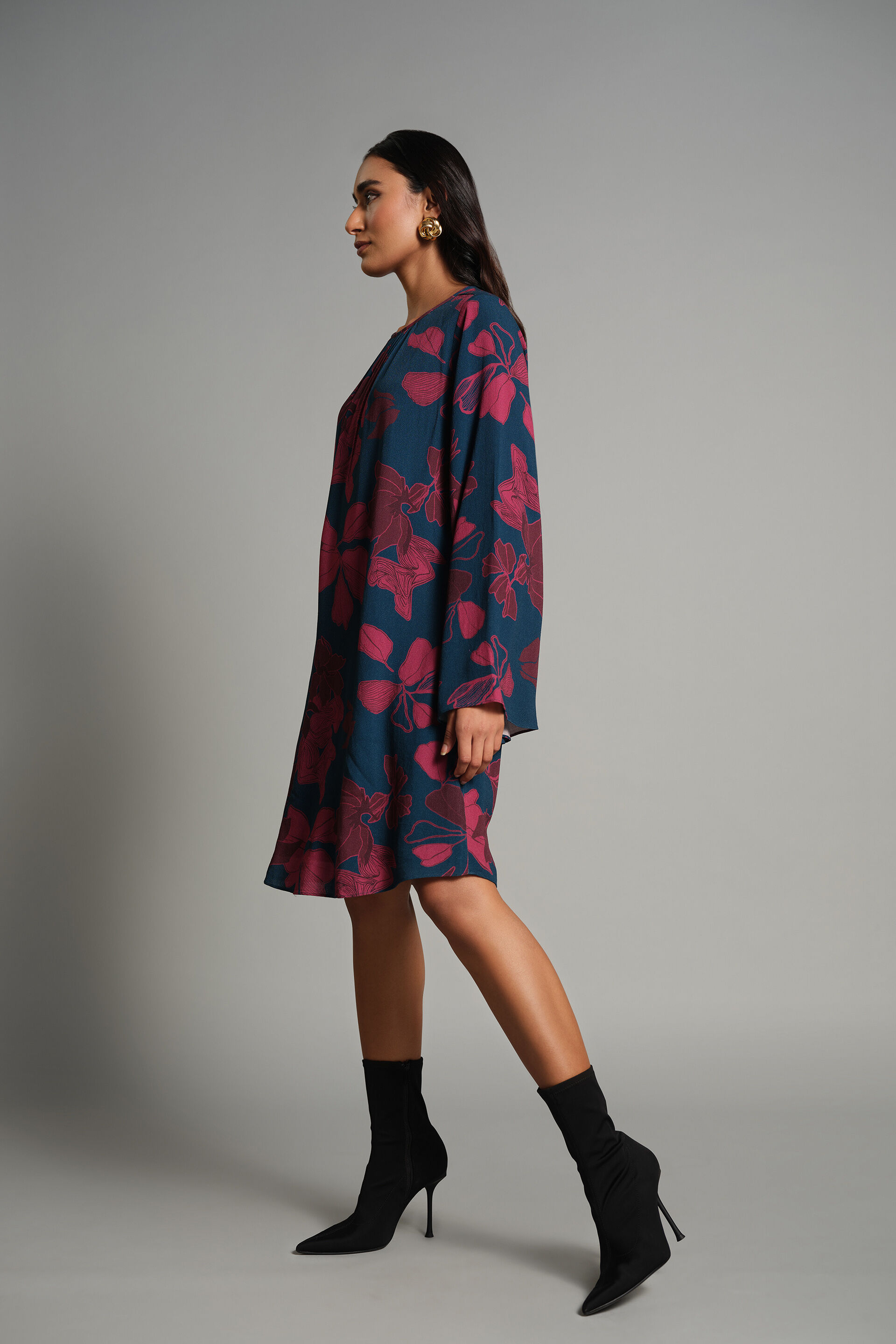 Florals Of The Season Dress, Wine, image 3